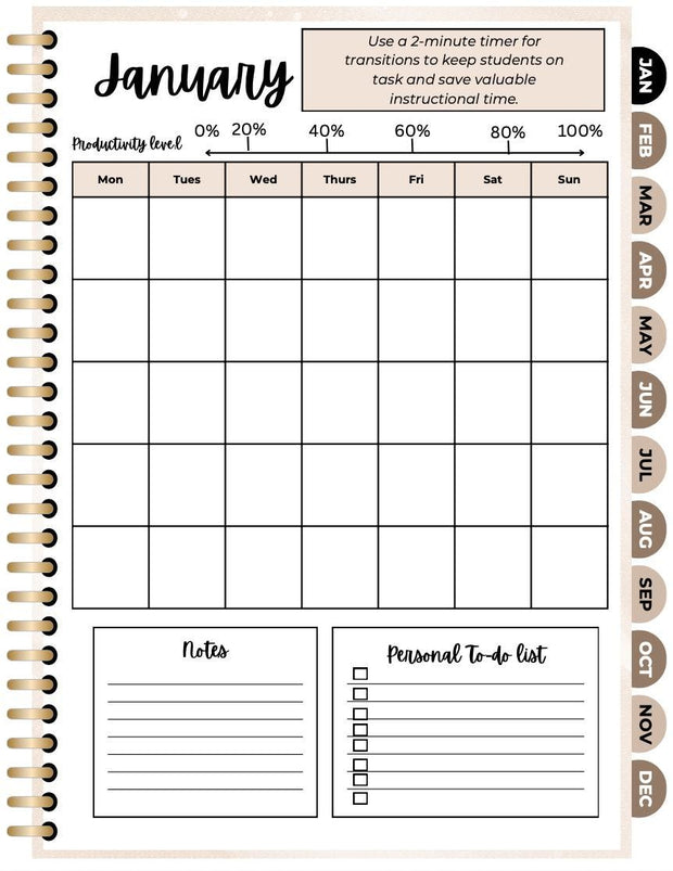 Classroom Joy Digital Teacher Planner | Printable Calendar & Organizer for Classroom Productivity