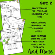Printable Preschool Worksheets Set 2 | Alphabet, Numbers, Colors, Shapes & Cut and Paste Activities