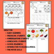 Pumpkin & Duck Preschool Activity Pack | Fall Worksheets, Counting, Shapes, Coloring Printables
