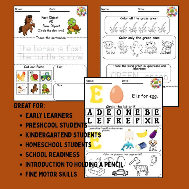 Barn Animals Preschool Activity Pack | Farm Worksheets for Kids, Counting, Letters & Shapes Printables