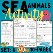 Sea Animals Preschool Activity Pack: Ocean Worksheets, Counting, Letters & Shapes Printables