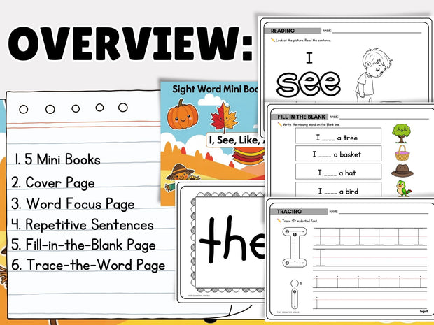 Fall Sight Word Mini Books: Reading Practice for Grades 1-3 (Printable)