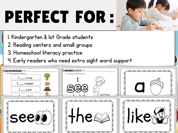 Fall Sight Word Mini Books: Reading Practice for Grades 1-3 (Printable)