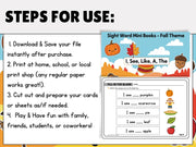 Fall Sight Word Mini Books: Reading Practice for Grades 1-3 (Printable)