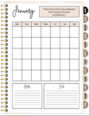 Digital Teacher Planner PDF | Motivational Calendar with Quotes, Notes & To-Do Pages | Printable Teacher Organizer