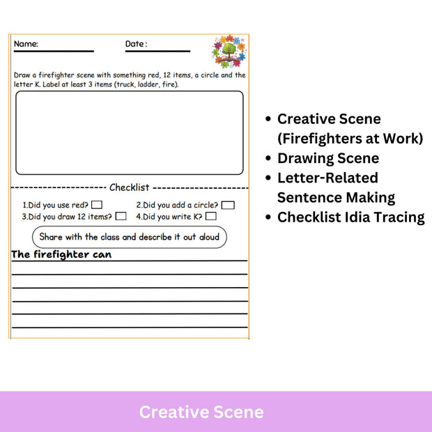 Firefighters to the Rescue Preschool Worksheets | Tracing, Coloring, Alphabet & Shapes for Kindergarten