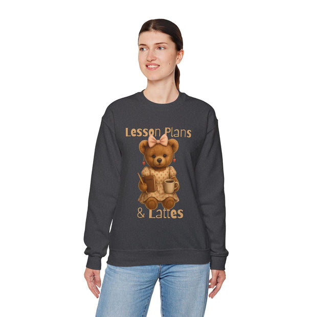 Lesson Plans & Lattes Sweatshirt for Teachers, Cozy Teacher Gift, Cute Bear Design, Back to School Apparel, Gift for Educators
