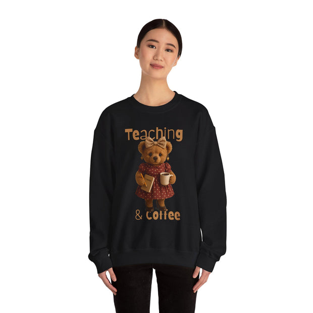 Teaching Bear Crewneck Sweatshirt - Perfect for Educators, Cozy Gift for Teachers, Classroom Style, Cute Coffee Lover Sweatshirt