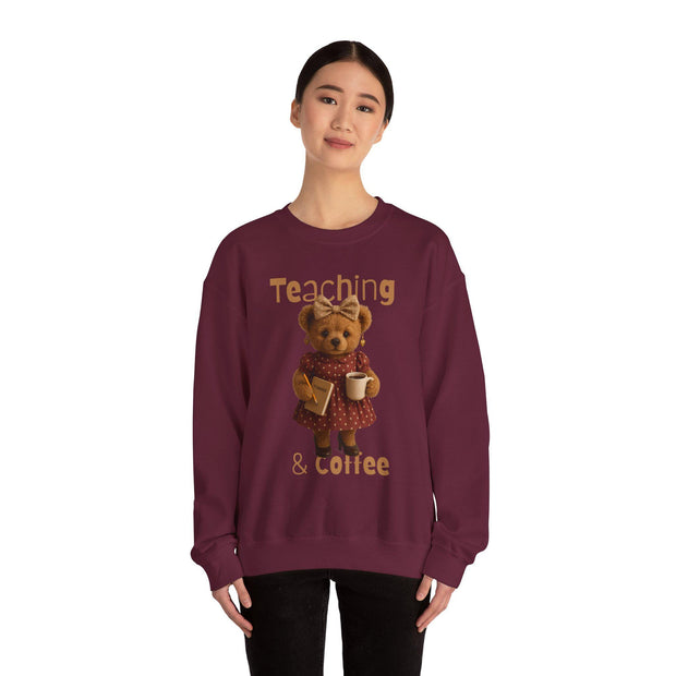 Teaching Bear Crewneck Sweatshirt - Perfect for Educators, Cozy Gift for Teachers, Classroom Style, Cute Coffee Lover Sweatshirt
