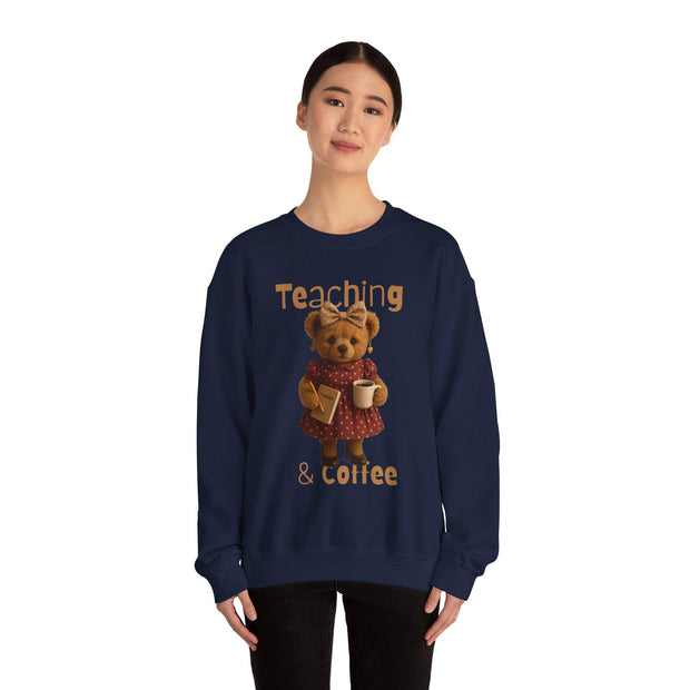 Teaching Bear Crewneck Sweatshirt - Perfect for Educators, Cozy Gift for Teachers, Classroom Style, Cute Coffee Lover Sweatshirt