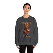 Teaching Bear Crewneck Sweatshirt - Perfect for Educators, Cozy Gift for Teachers, Classroom Style, Cute Coffee Lover Sweatshirt