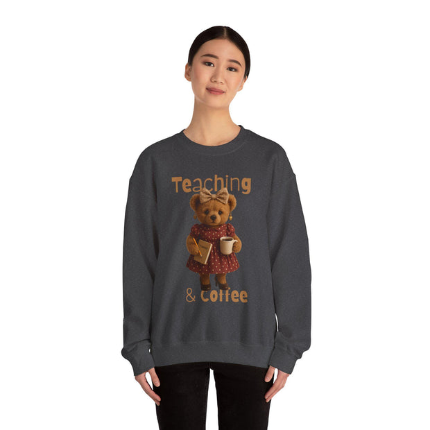 Teaching Bear Crewneck Sweatshirt - Perfect for Educators, Cozy Gift for Teachers, Classroom Style, Cute Coffee Lover Sweatshirt