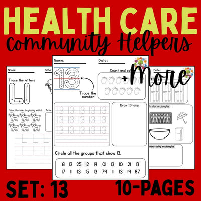 Healthcare Community Helpers Preschool Activity Pack | Set 13 | Doctor & Nurse Worksheets for Kids