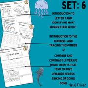 Sea Animals Preschool Activity Pack: Ocean Worksheets, Counting, Letters & Shapes Printables