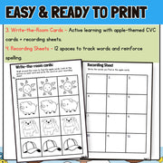 CVC Word Work Pack: Phonics Cut & Paste, Clip Cards, Write the Room