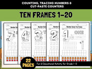Ten Frames 1-20 Worksheets: Counting & Number Tracing (Printable)