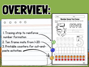 Ten Frames 1-20 Worksheets: Counting & Number Tracing (Printable)