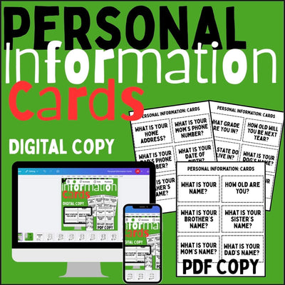 Personal Information Question Cards | PDF + Editable Digital Copy | Life Skills & Special Education
