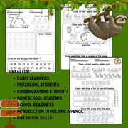 Jungle Animals Preschool Activity Pack | Set 7 | Printable Worksheets for Kids, Letters, Numbers & Colors