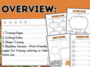 Pumpkin Patch Fine Motor Skills Pack: Tracing, Cutting, Shapes (Printable)
