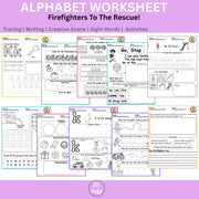 Firefighters to the Rescue Preschool Worksheets | Tracing, Coloring, Alphabet & Shapes for Kindergarten