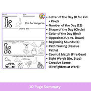 Firefighters to the Rescue Preschool Worksheets | Tracing, Coloring, Alphabet & Shapes for Kindergarten